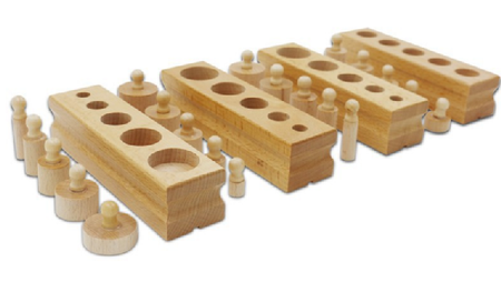 4 Blocs Cylindres d'encastrement Bois